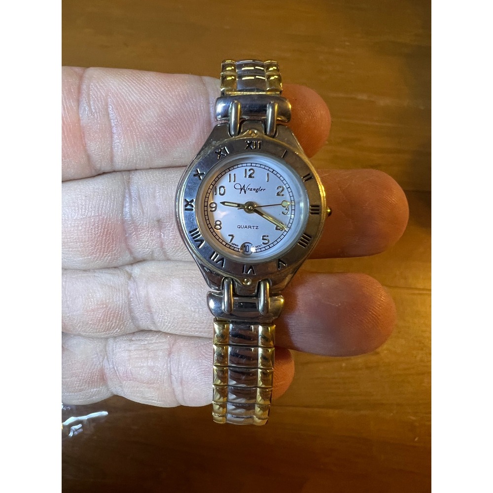 Wrangler‎ Two Tone Quartz Watch Roman Numeral Bezel Date Expansion Band 91825